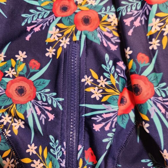 Girls' Floral Rashguard Swimsuit - Pink/Blue Long Sleeve, Size 18 Months - Picture 5 of 7